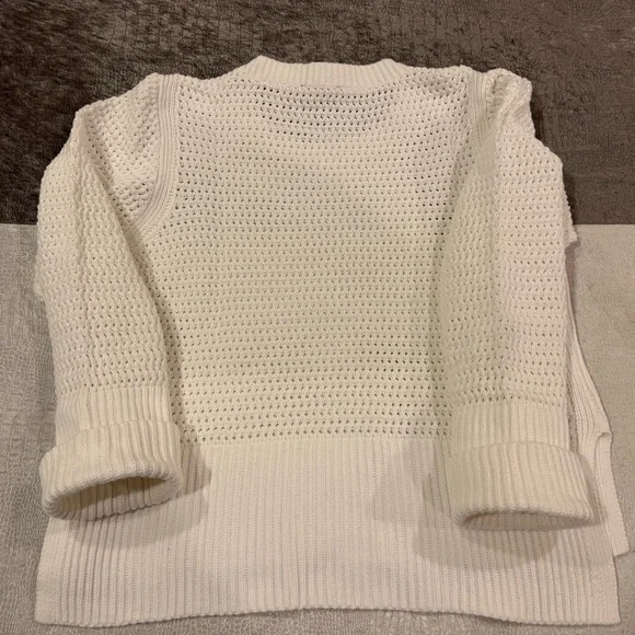 ME+EM White Open-Knit Cotton Sweater Tagged size L, fits more like S-M (!) - Picture 10 of 12
